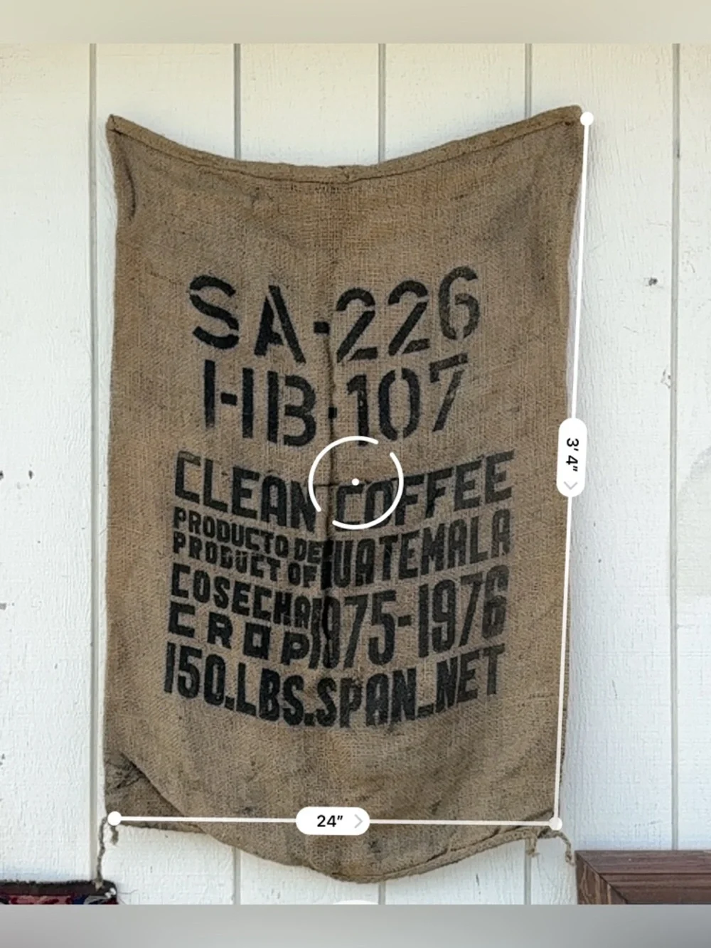 Vintage Guatemalan Burlap Coffee Sack – Rustic Farmhouse Decor